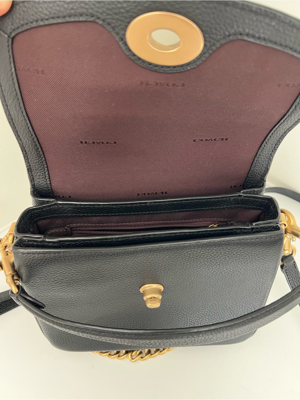 Coach Black Pebbled Leather Shoulder Bag with Gold Hardware - Picture 12 of 15